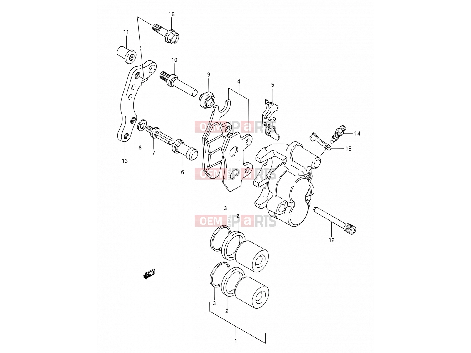SUZUKI RM250 M (1991) (E03,E28,E33) 28A - FRONT CALIPER (MODEL M/N)