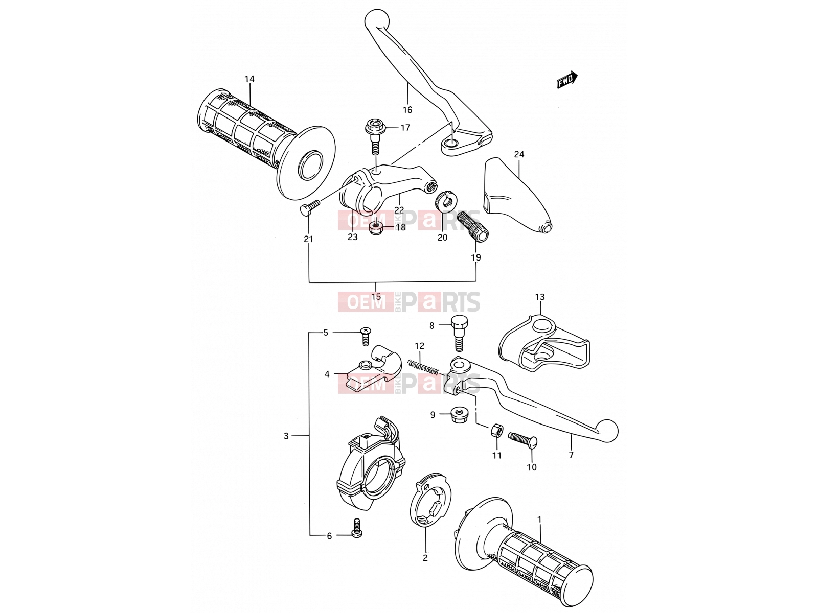 SUZUKI RM250 P (1993) (E03,E28,E33) 26 - HANDLE SWITCH (MODEL P/R)