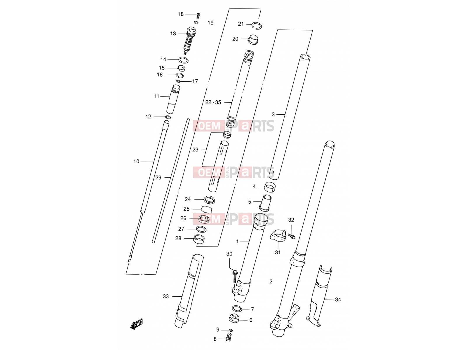 SUZUKI RM250 V (1997) (E02) 28A - FRONT DAMPER (MODEL V)