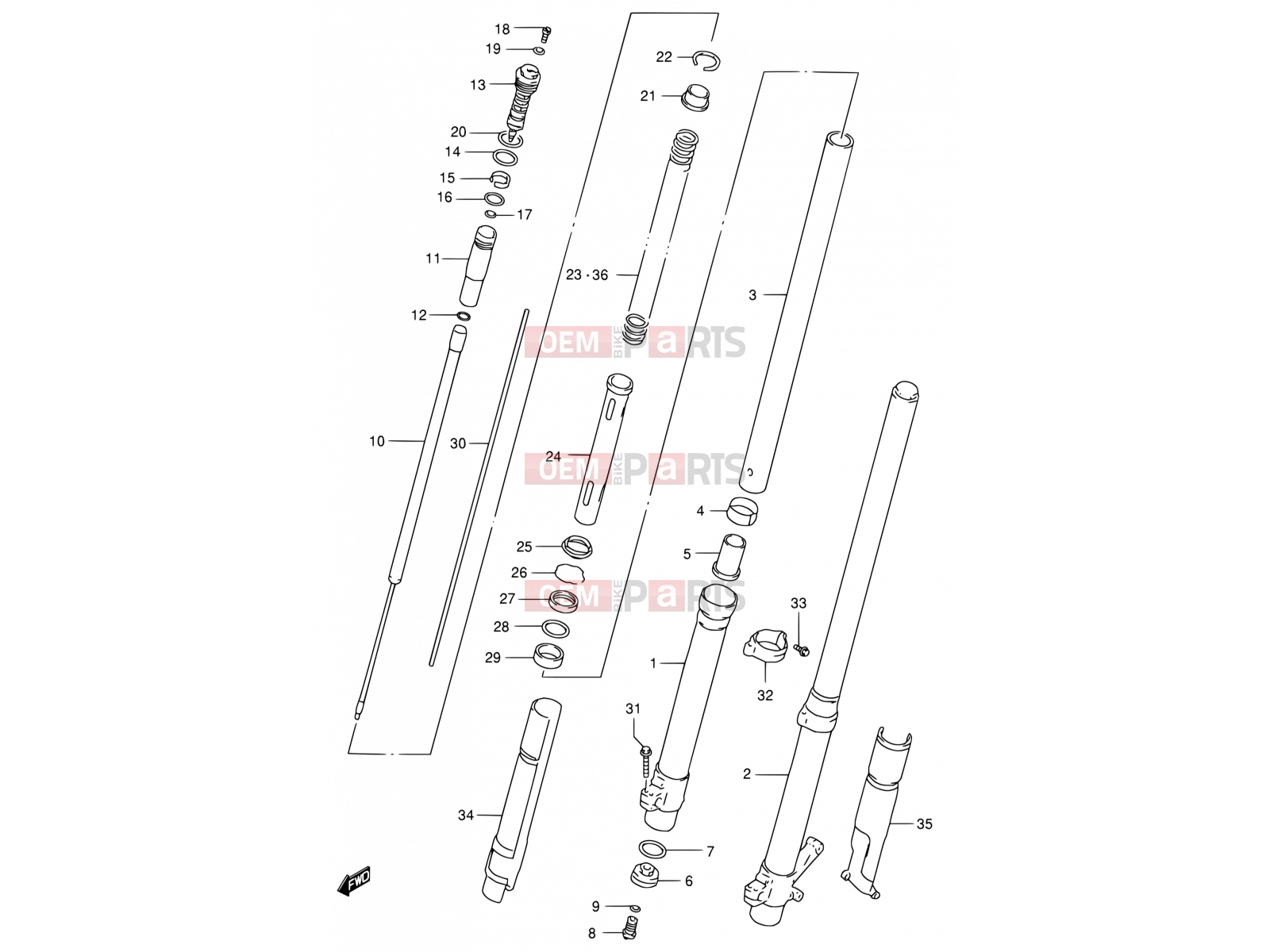 SUZUKI RM250 W (1998) (E03,E28,E33) 28B - FRONT DAMPER (MODEL W)