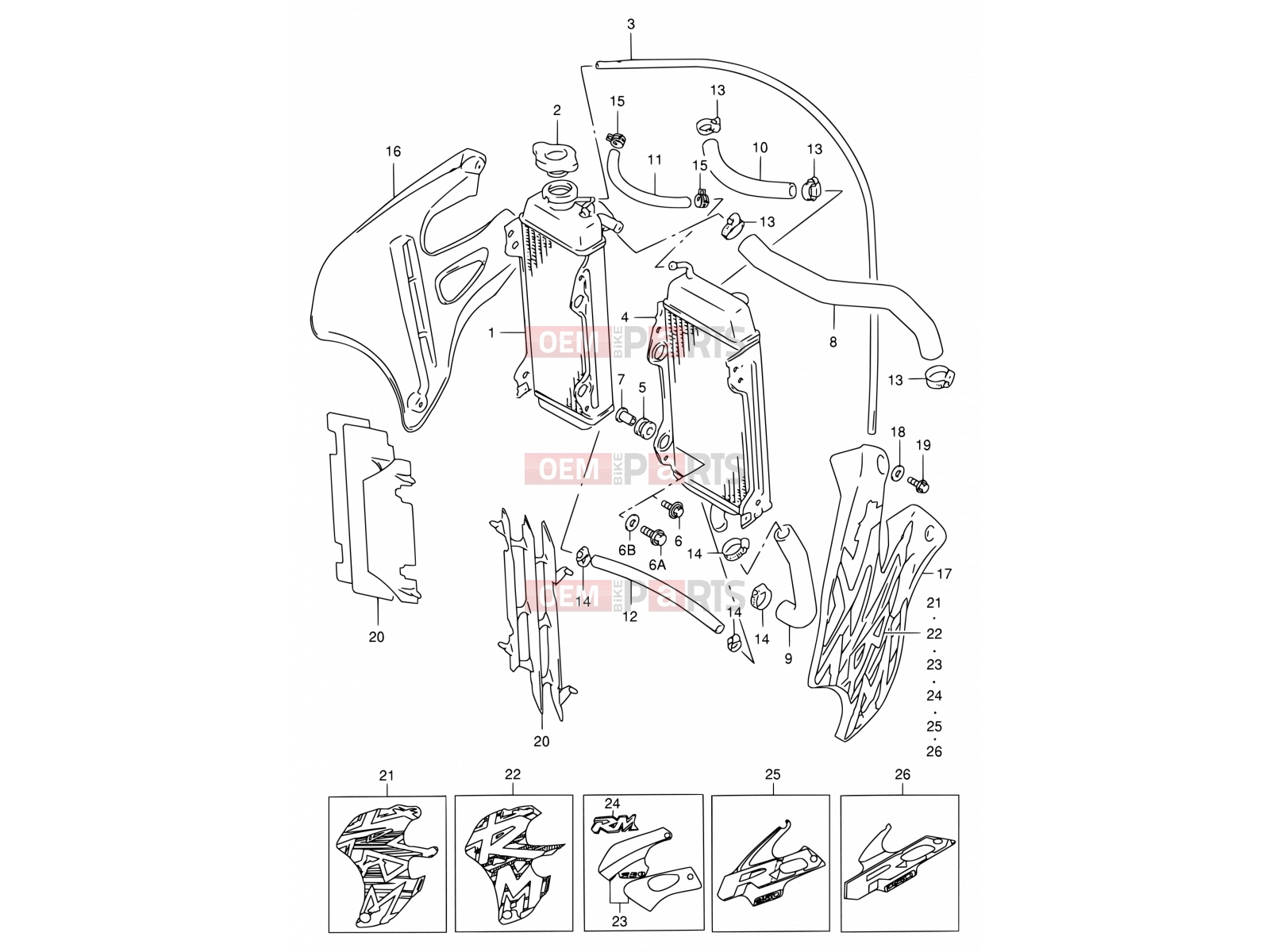 SUZUKI RM250 Y (2000) (E03,E28,E33) 9 - RADIATOR
