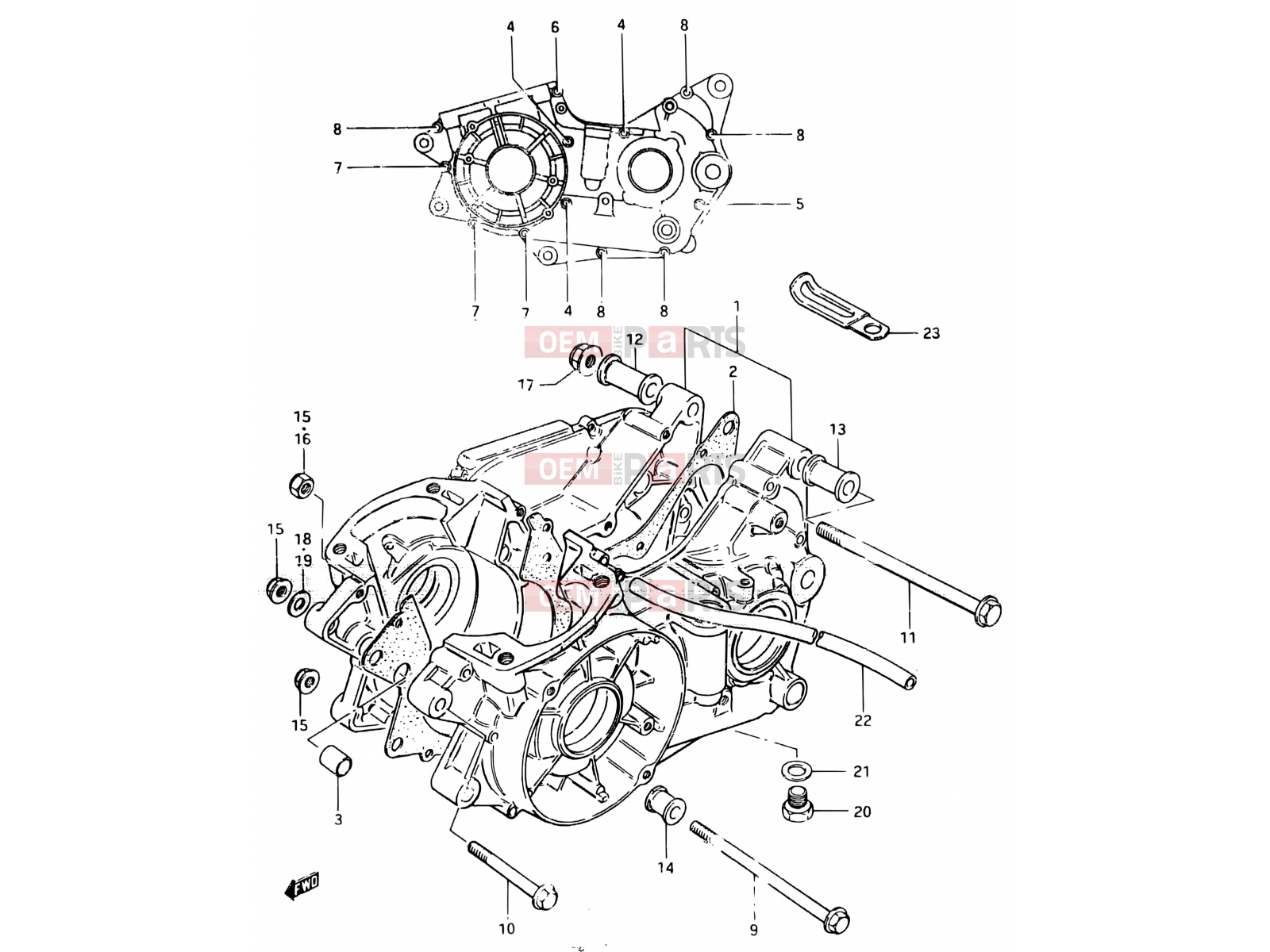 SUZUKI RM500 E (1984) 2 - CRANKCASE