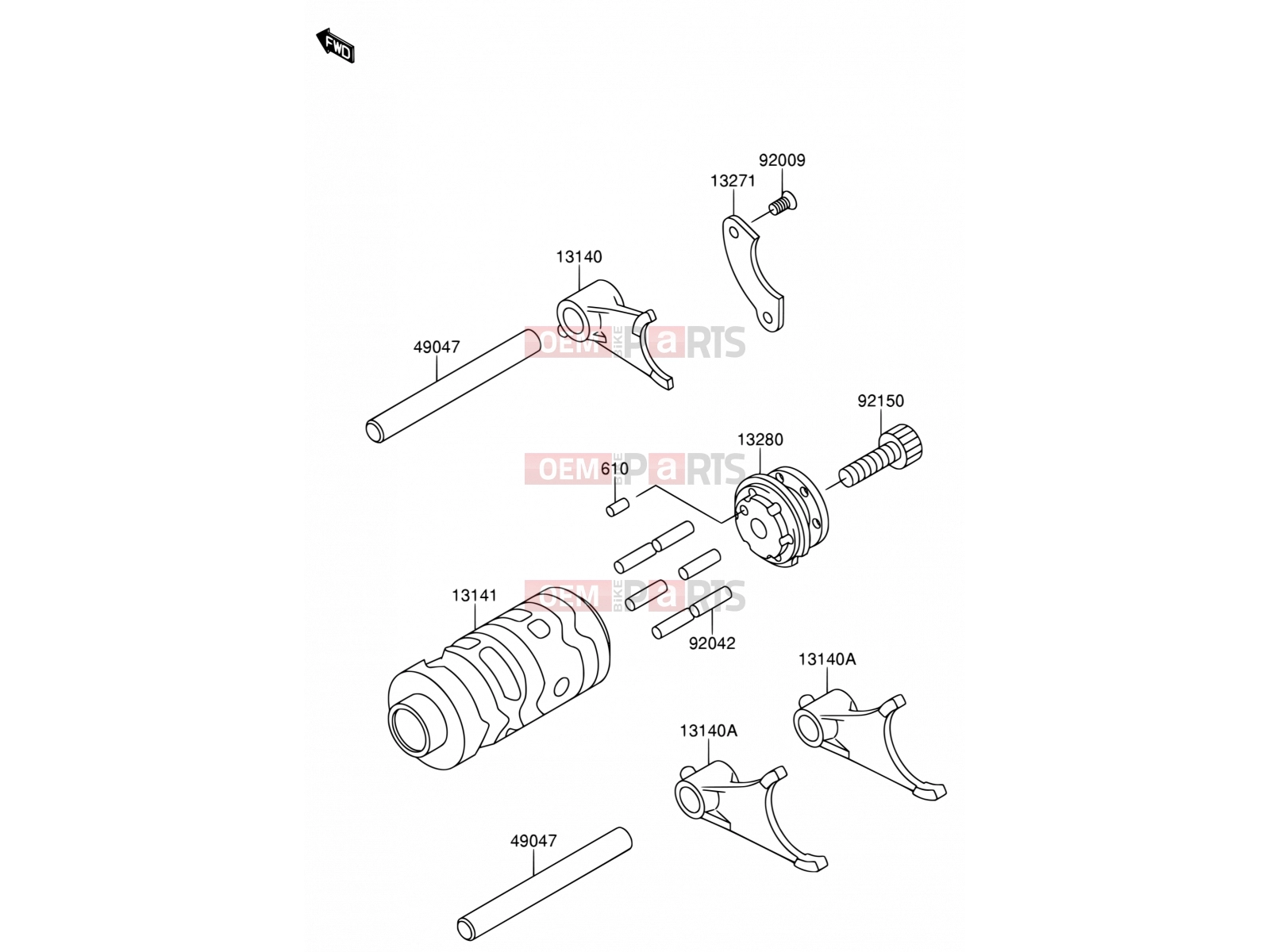 SUZUKI RM65 K4 (2004) (E03) 8 - GEAR CHANGE DRUM/SHIFT FORK