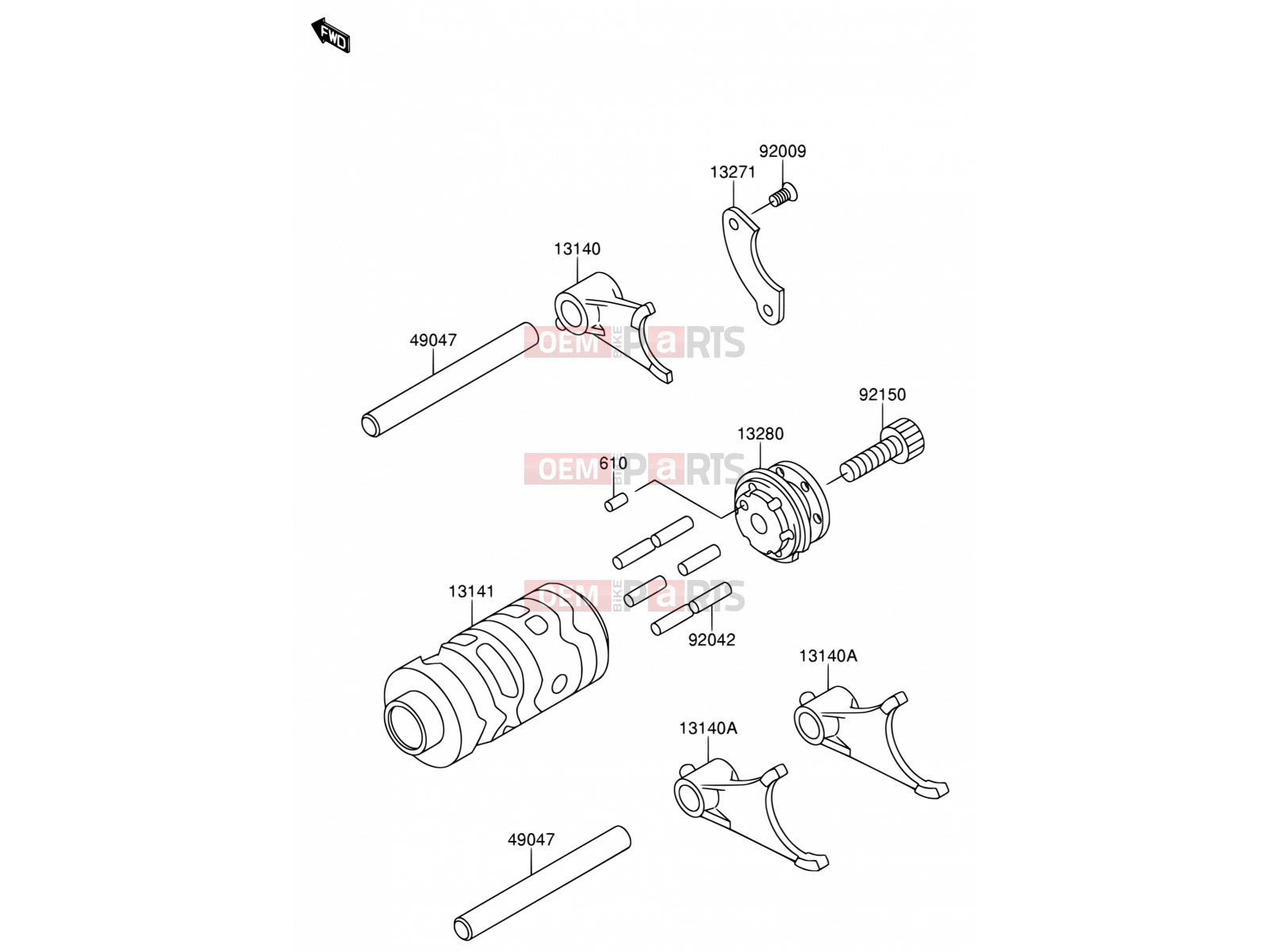 SUZUKI RM65 K5 (2005) (E19) 8 - GEAR CHANGE DRUM/SHIFT FORK