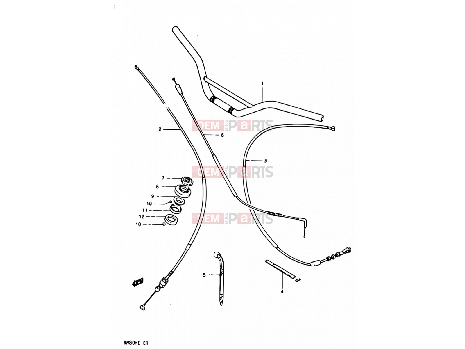 SUZUKI RM80H D (1983) 30 - HANDLEBAR - CONTROL CABLE