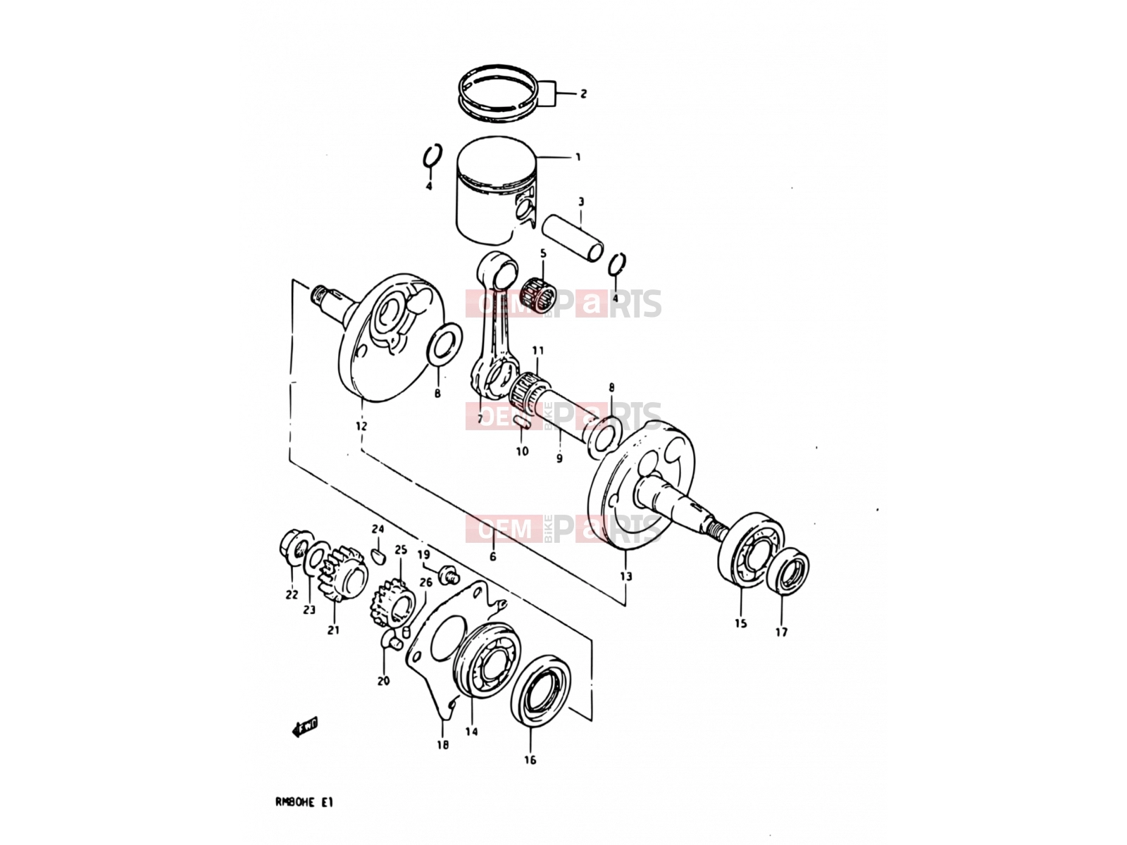SUZUKI RM80H E (1984) 4 - CRANKSHAFT
