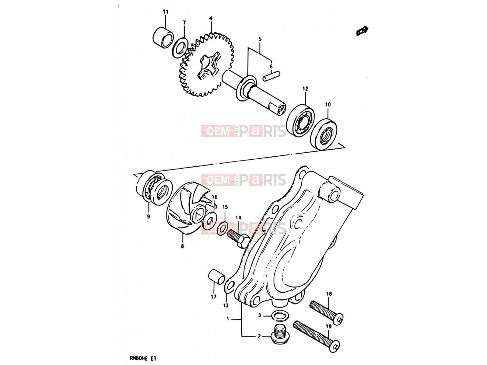 SUZUKI RM80H E (1984) 9 - WATER PUMP