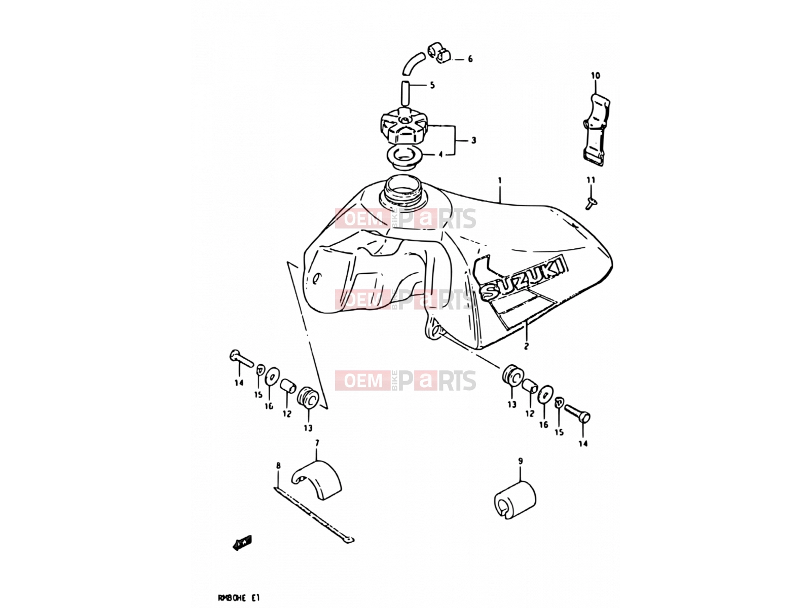 SUZUKI RM80H E (1984) 23 - FUEL TANK (MODEL E)