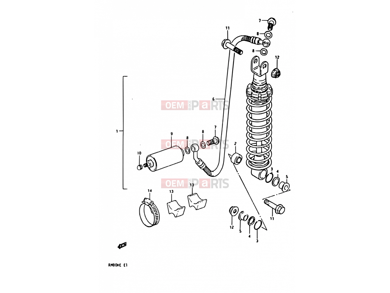 SUZUKI RM80H E (1984) 37 - REAR SHOCK ABSORBER (MODEL E)