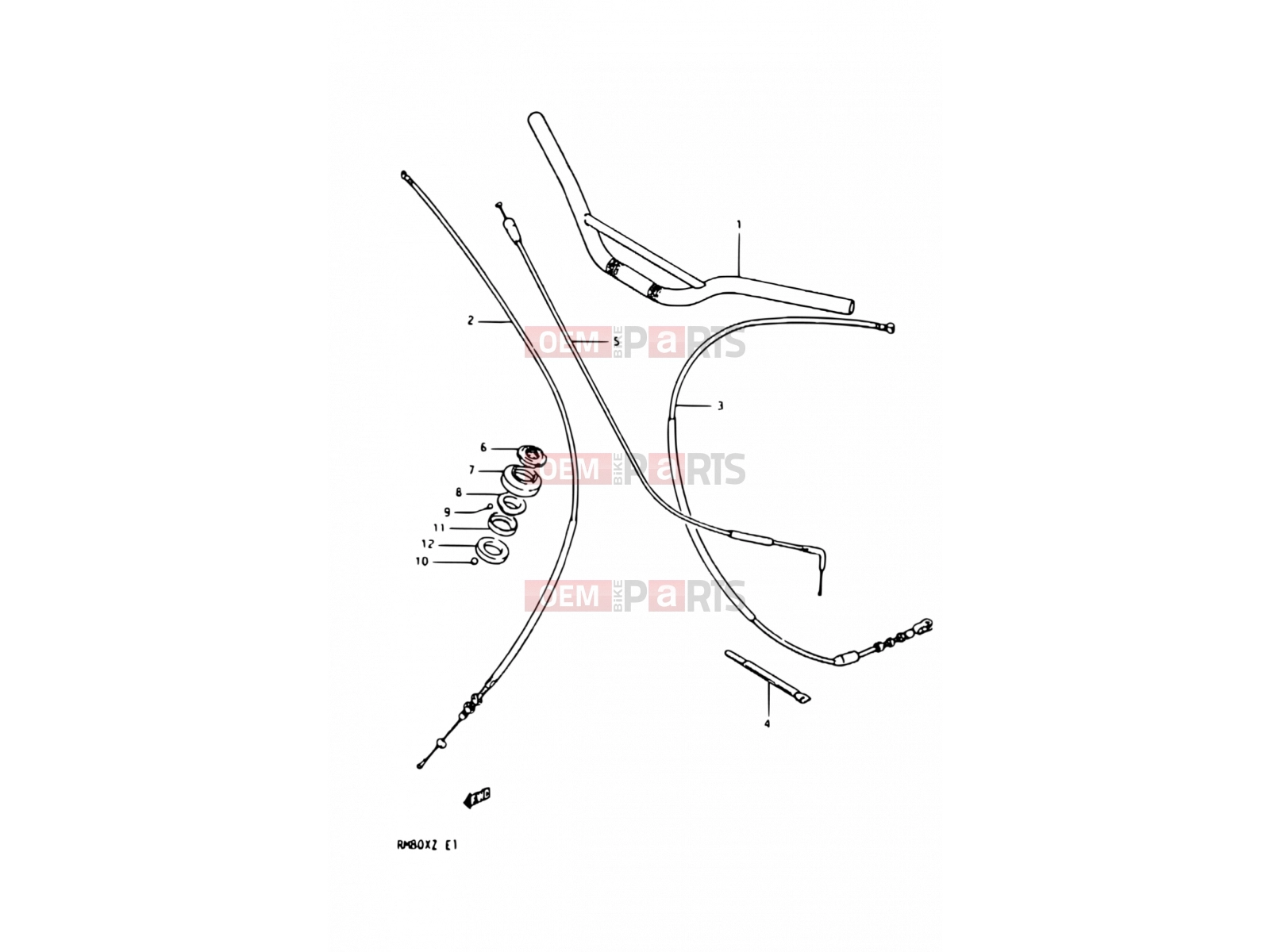 SUZUKI RM80X Z (1982) 23 - HANDLEBAR - CONTROL CABLE