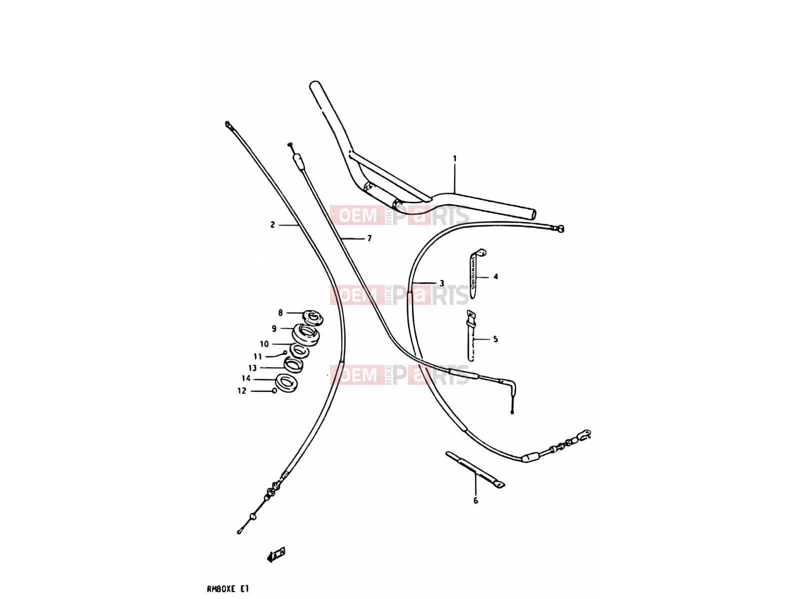 SUZUKI RM80X D (1983) 30 - HANDLEBAR - CONTROL CABLE