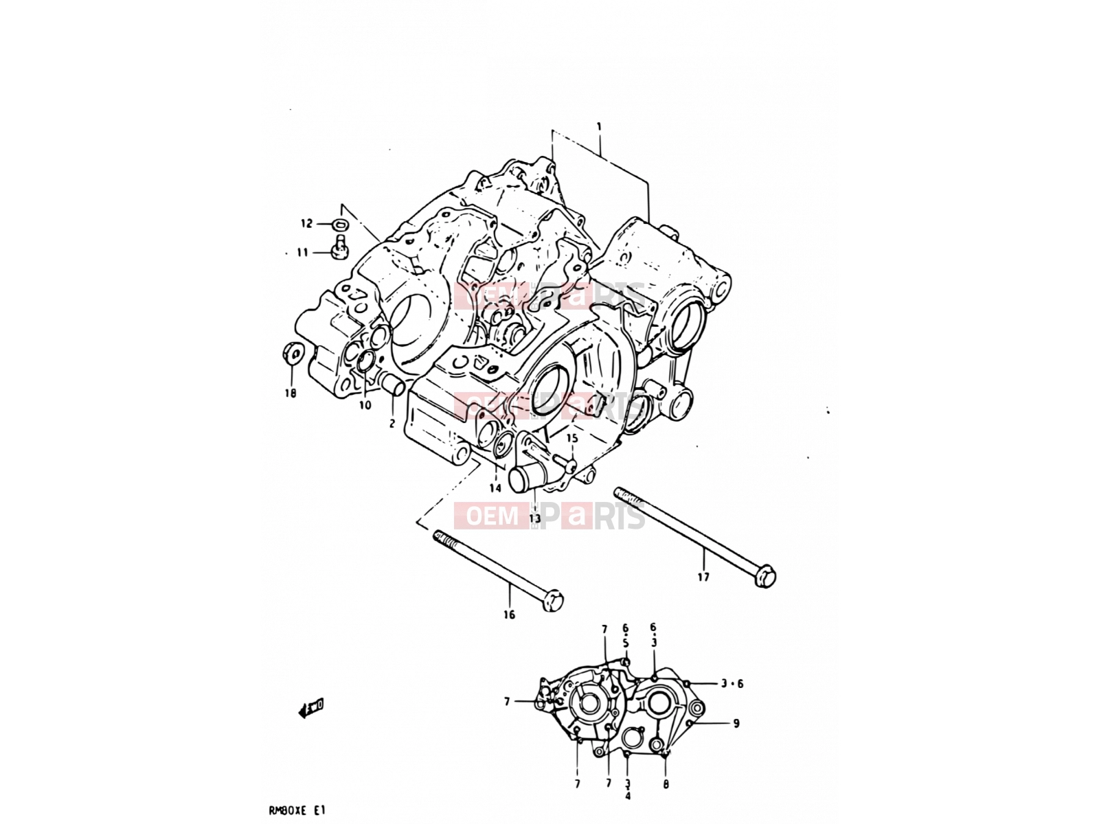 SUZUKI RM80X E (1984) 2 - CRANKCASE