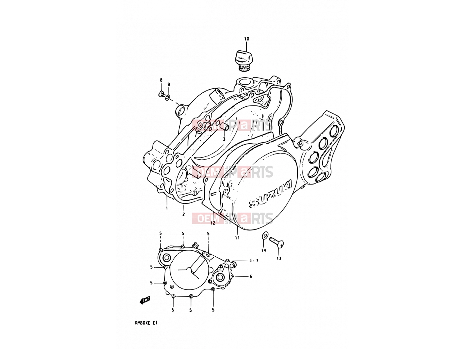 SUZUKI RM80X E (1984) 3 - CRANKCASE COVER