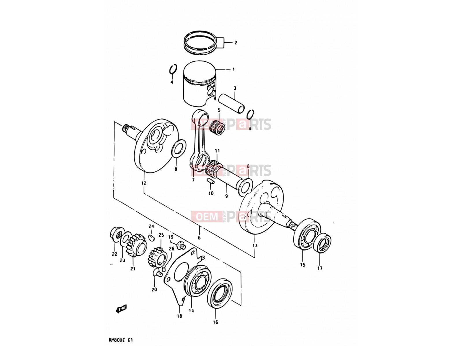 SUZUKI RM80X E (1984) 4 - CRANKSHAFT