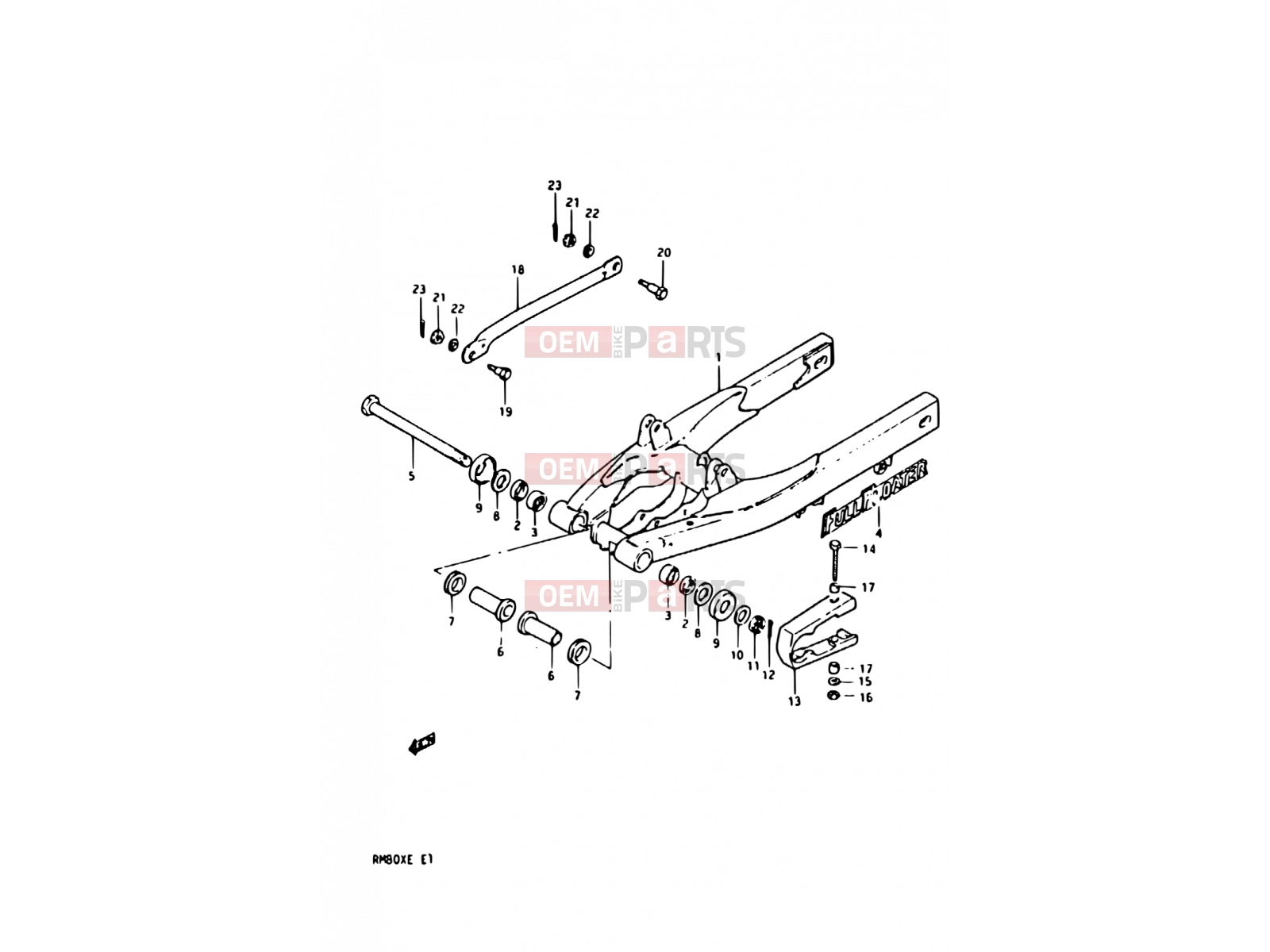SUZUKI RM80X E (1984) 34 - REAR SWINGING ARM (MODEL E)