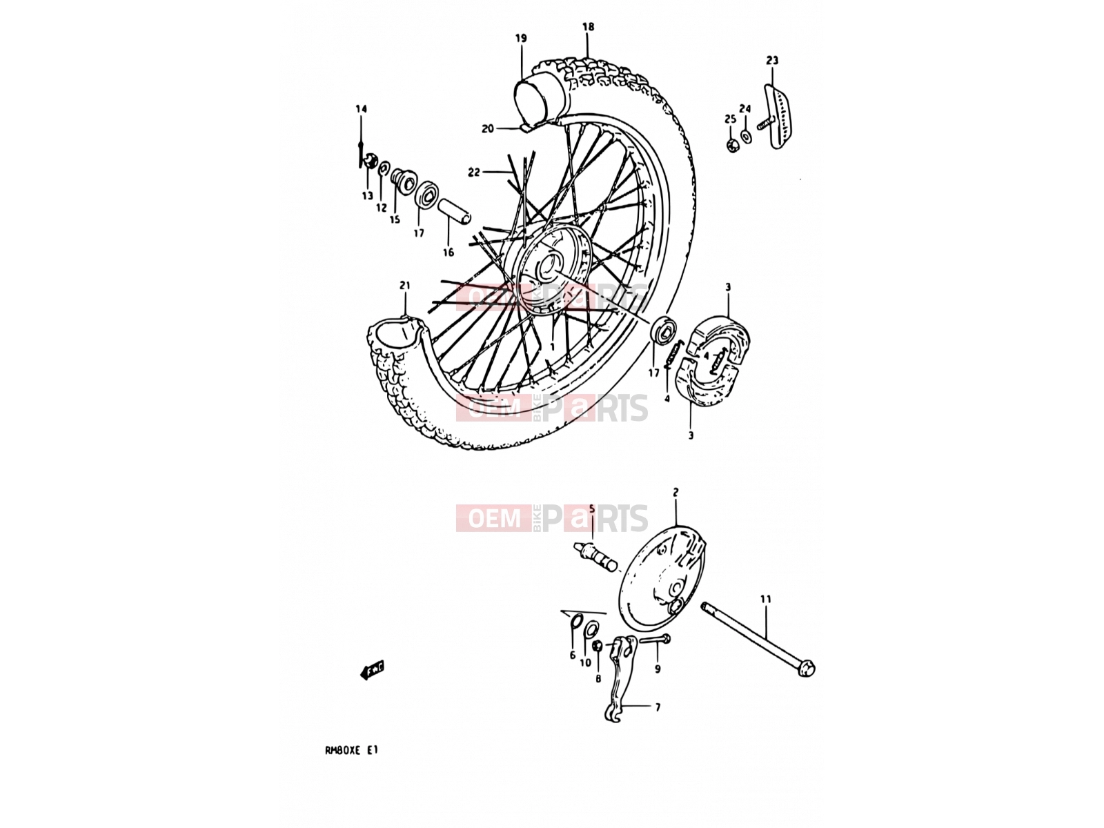 SUZUKI RM80X E (1984) 29 - FRONT WHEEL