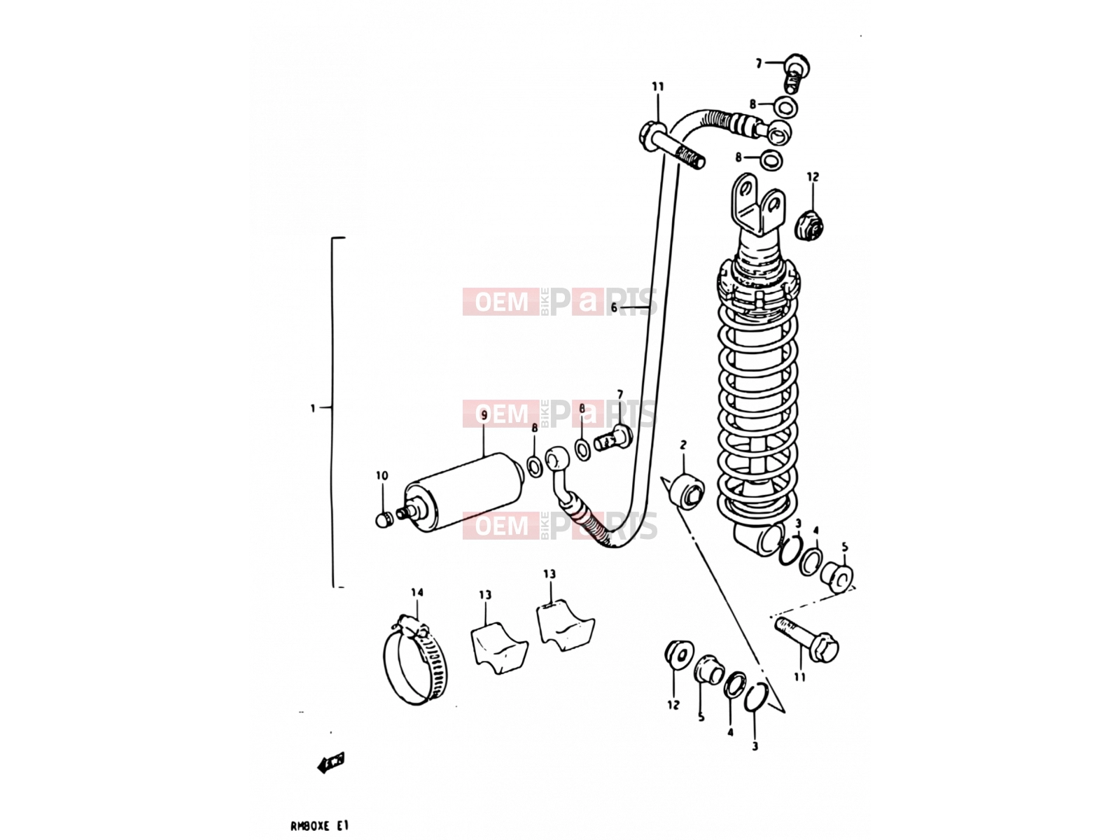 SUZUKI RM80X E (1984) 38 - REAR SHOCK ABSORBER (MODEL E)