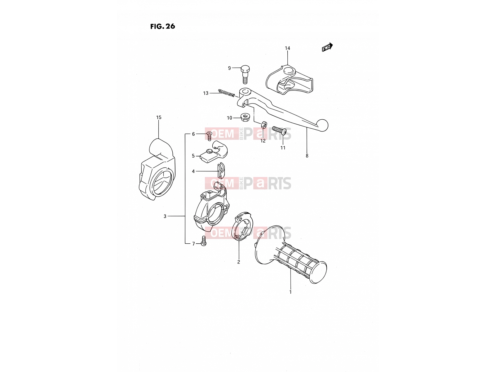 SUZUKI RM80 H (1987) (E01) 26 - RIGHT HANDLE SWITCH (MODEL G/H)