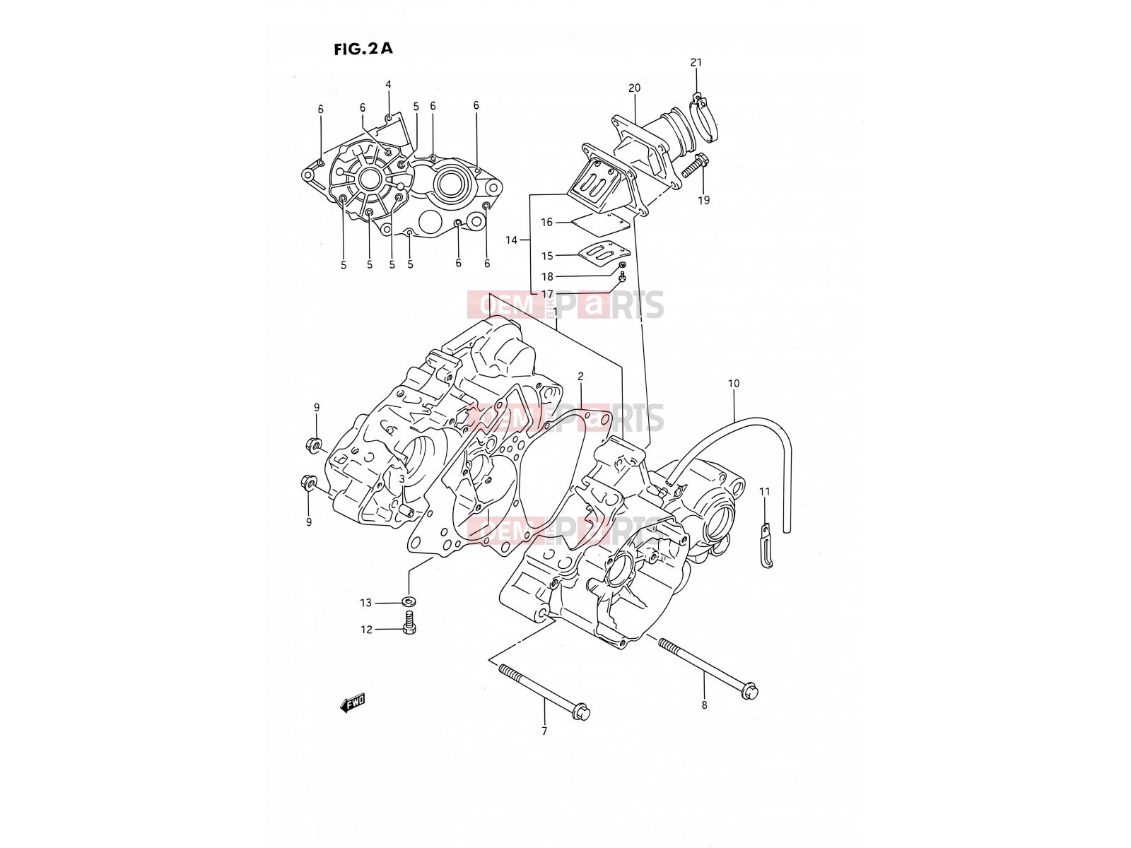 SUZUKI RM80 K (1989) (E24) 2A - CRANKCASE (MODEL K)