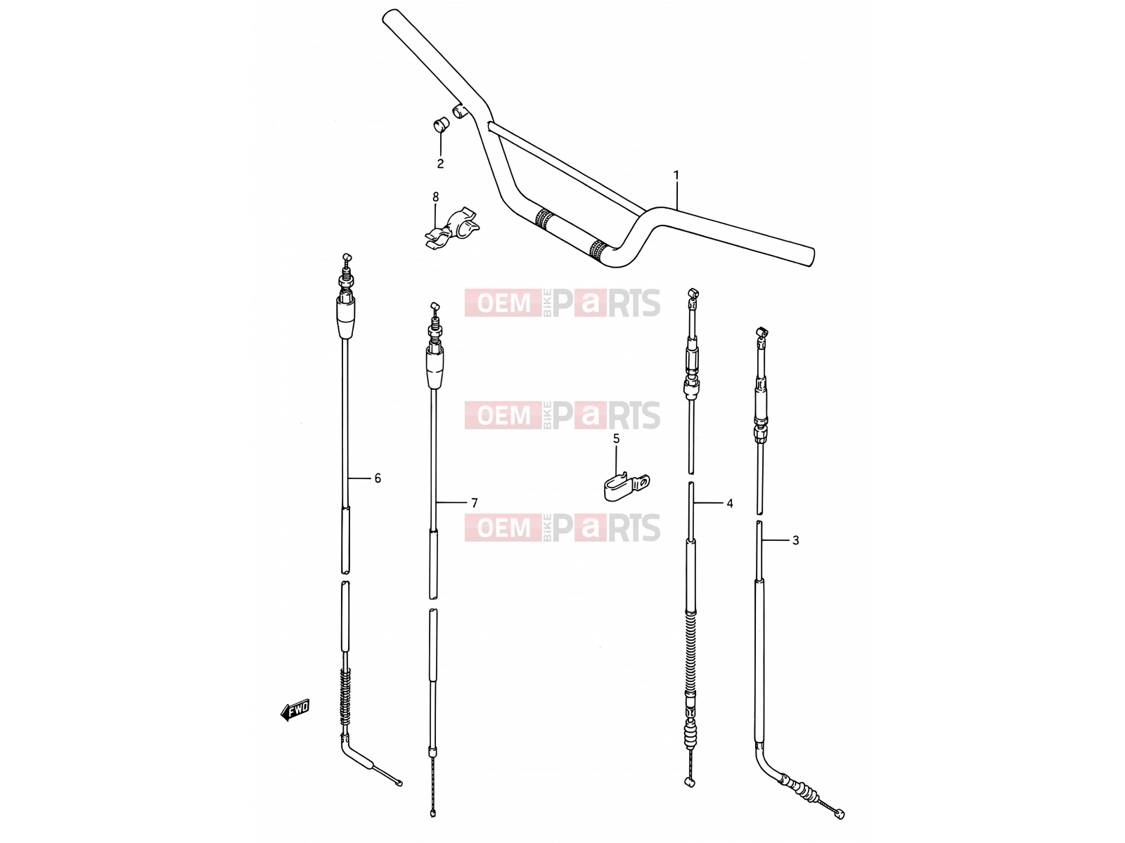 SUZUKI RM80 G (1986) (E03,E28,E33) 27 - HANDLEBAR - CONTROL CABLE