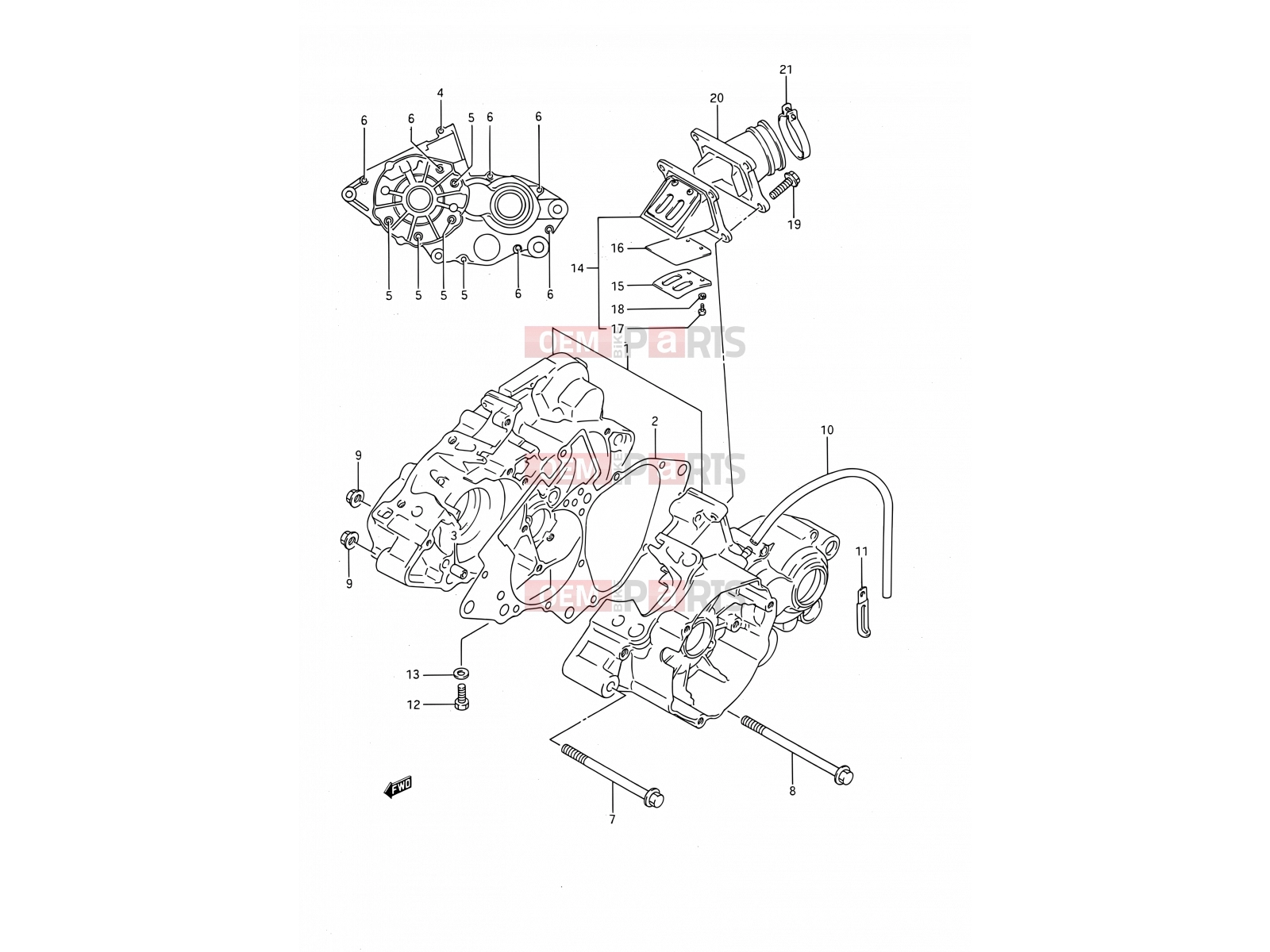 SUZUKI RM80 K (1989) (E03,E28,E33) 2A - CRANKCASE (MODEL K)