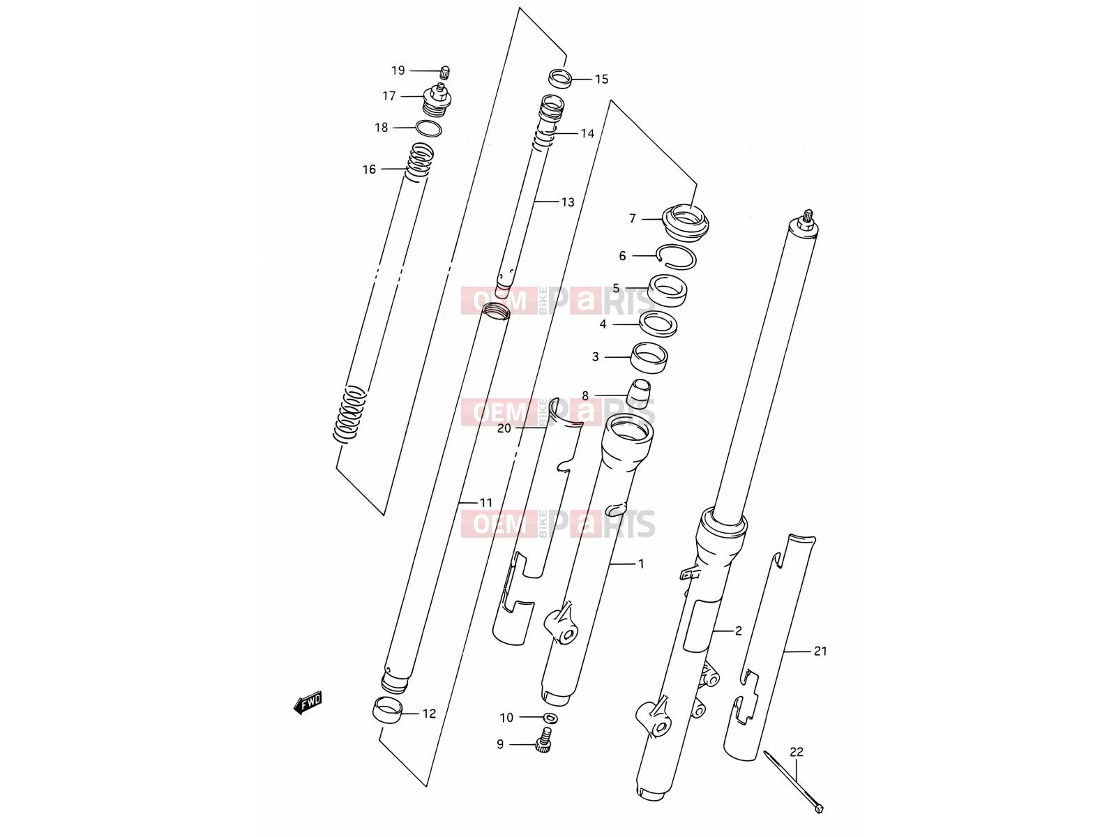 SUZUKI RM80 N (1992) (E03,E28,E33) 23B - FRONT FORK (MODEL L/M/N/P/R)