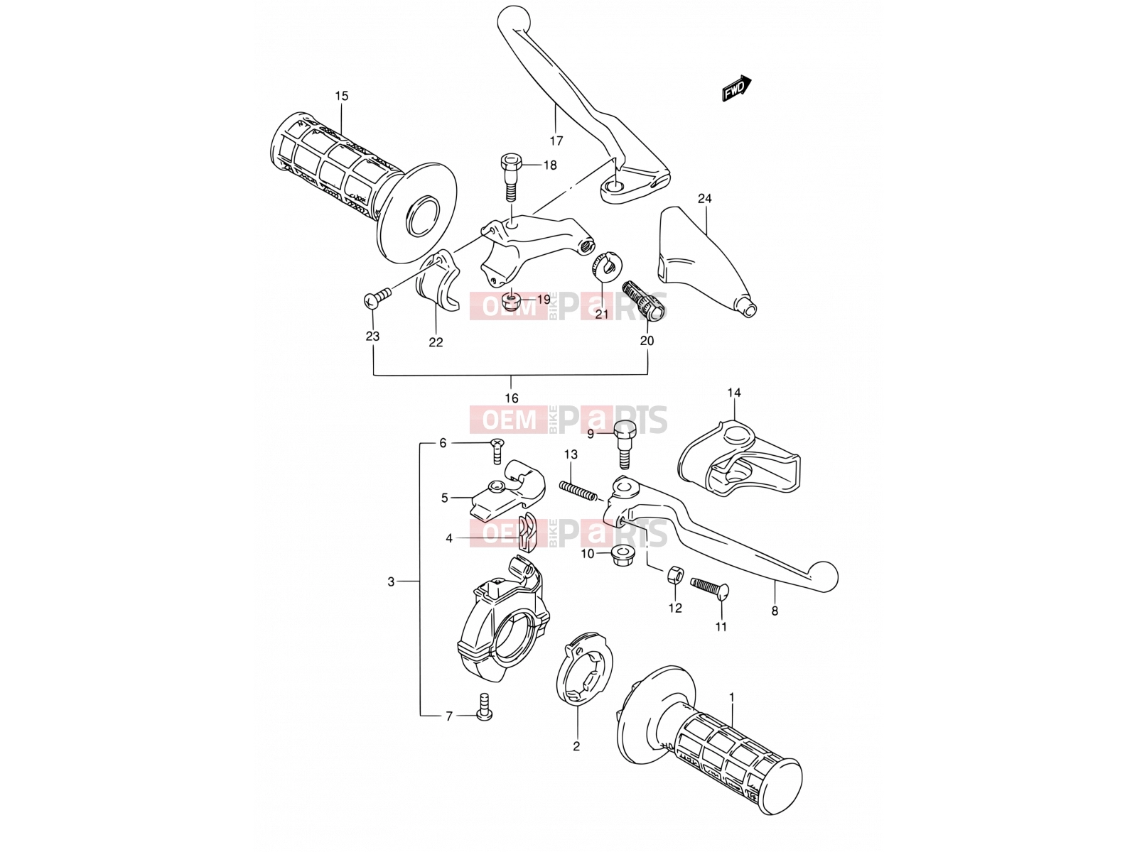 SUZUKI RM80 T (1996) (E03,E28,E33) 24 - HANDLE LEVER