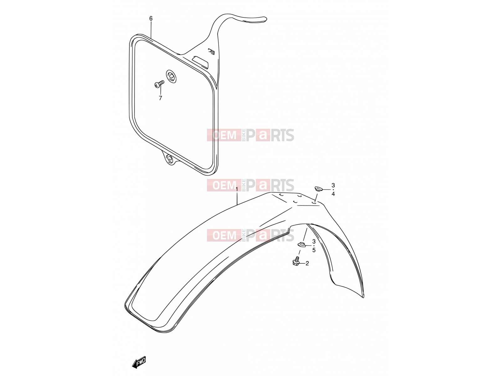 SUZUKI RM80 W (1998) (E03,E28,E33) 22 - FRONT FENDER