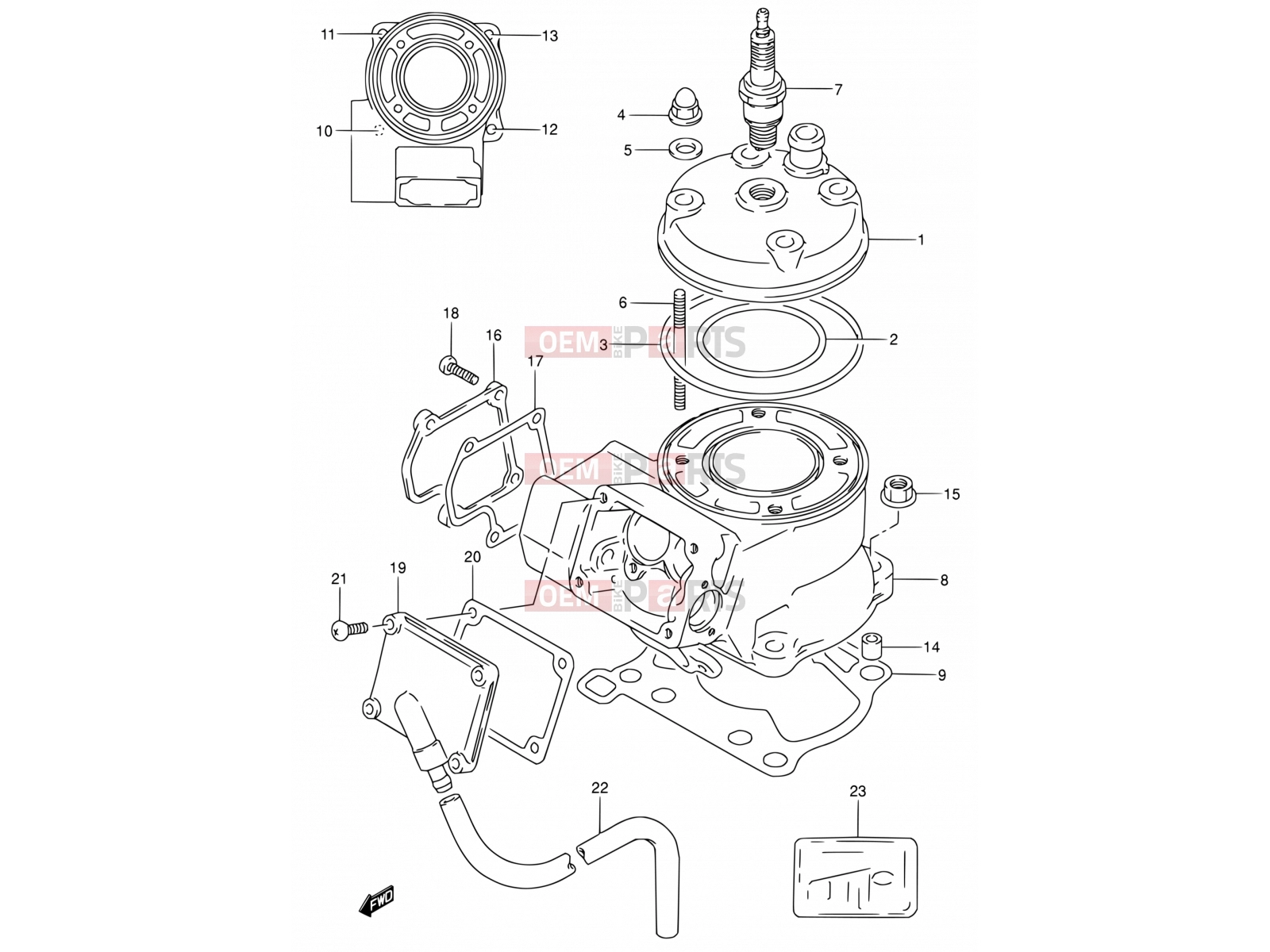 SUZUKI RM80 X (1999) (E03,E28,E33) 1 - CYLINDER