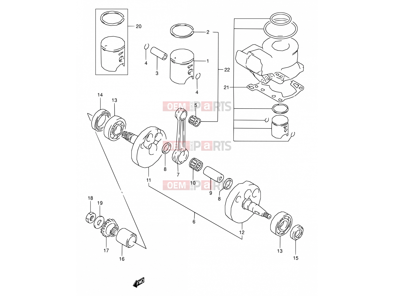SUZUKI RM80 X (1999) (E03,E28,E33) 5 - CRANKSHAFT