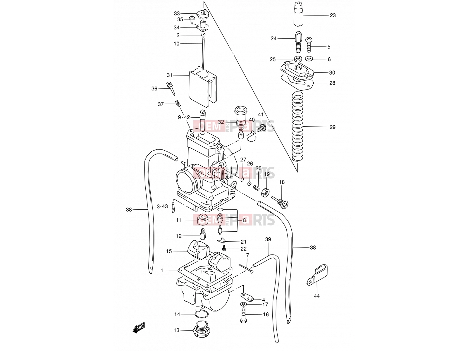 SUZUKI RM80 X (1999) (E03,E28,E33) 6 - CARBURETOR