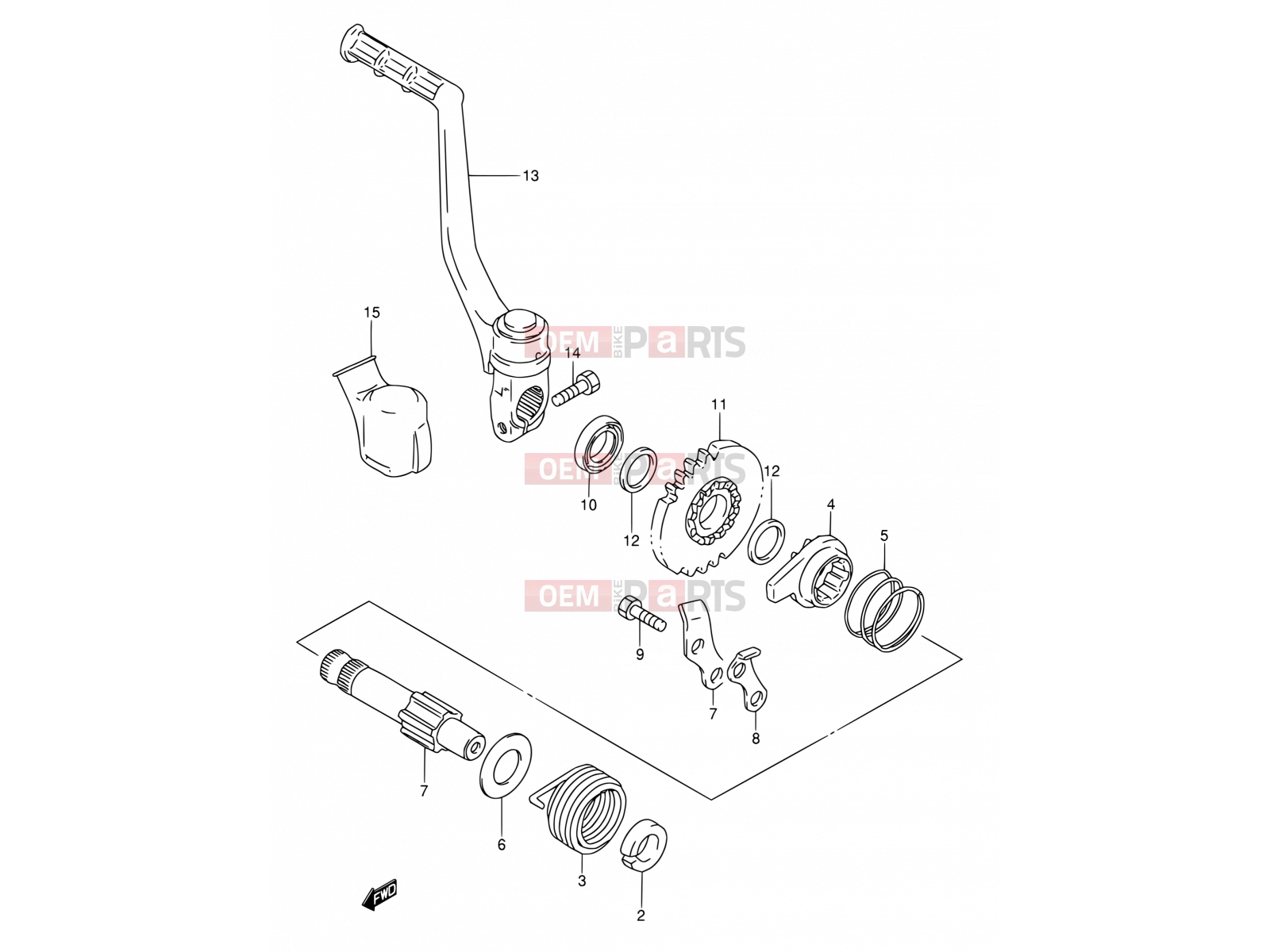 SUZUKI RM80 X (1999) (E03,E28,E33) 13 - KICK STARTER