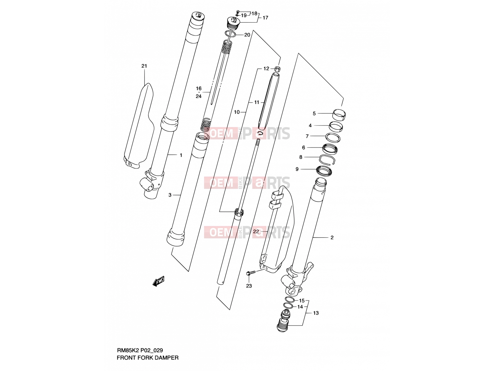 SUZUKI RM85 K2 (2002) (P02) 29 - FRONT FORK DAMPER