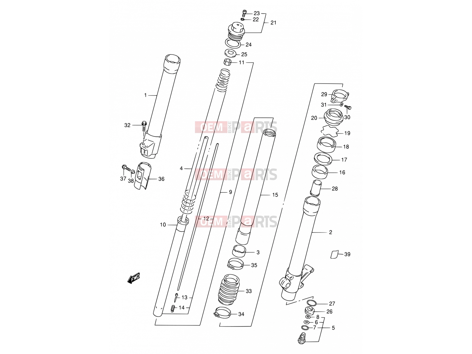 SUZUKI RMX250 X (1999) (E24) 35 - FRONT DAMPER