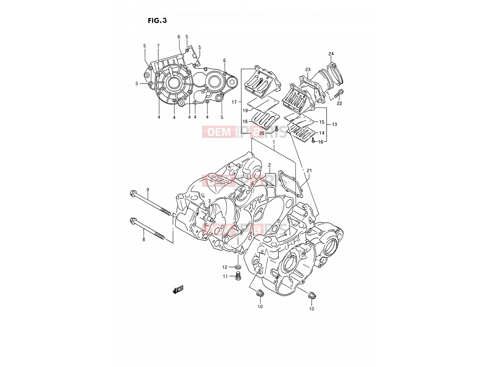 SUZUKI RMX250 S (1995) (E03) 3 - CRANKCASE