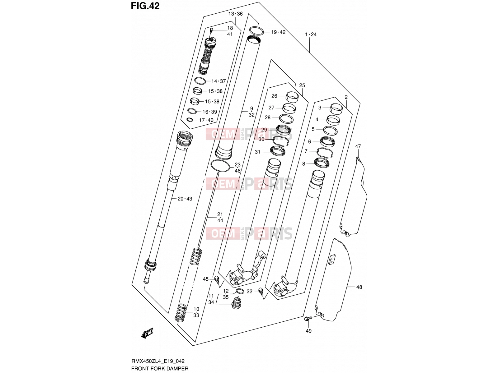 SUZUKI RMX450Z L4 (2014) (E19) 42 - FRONT FORK DAMPER