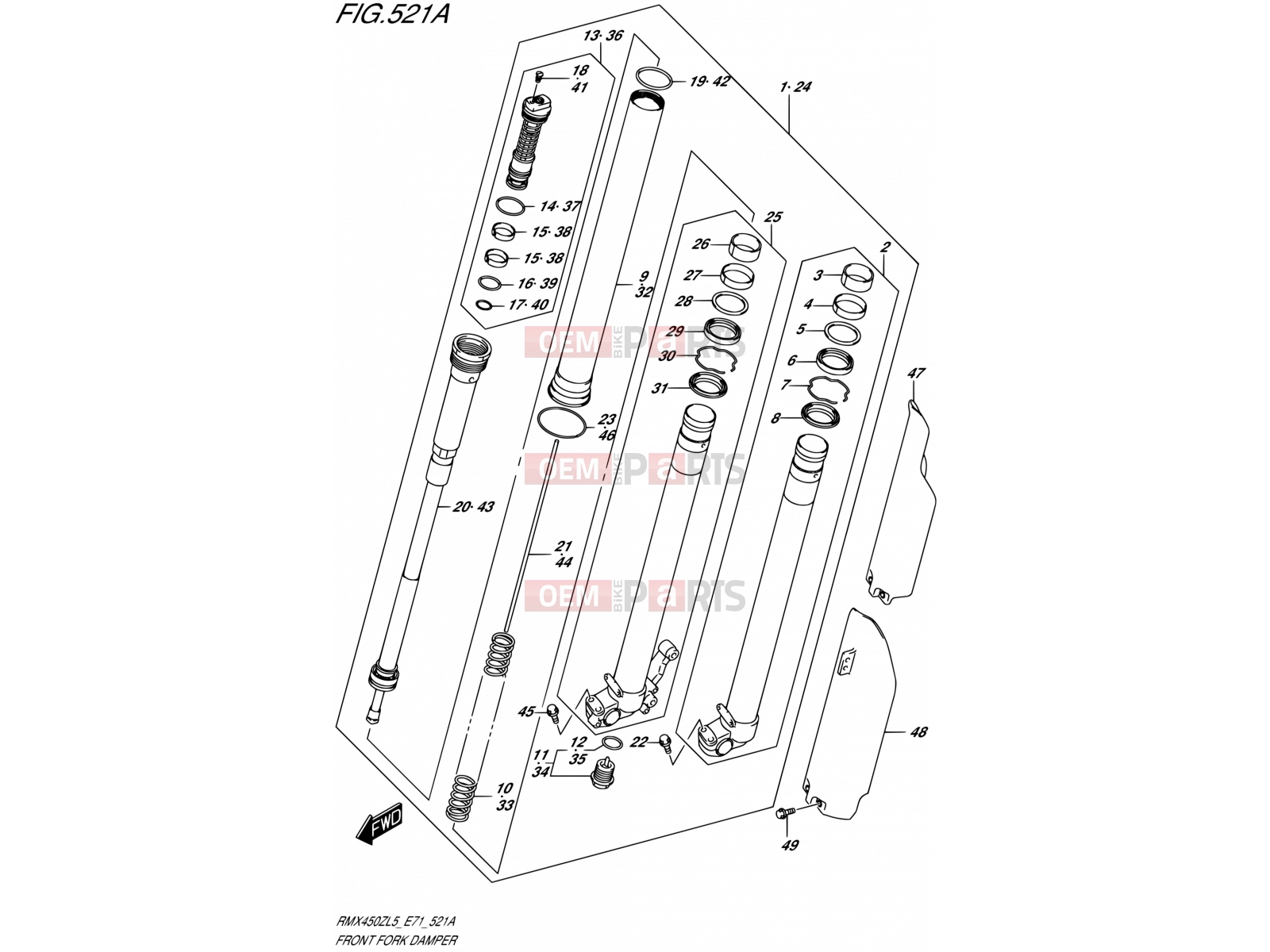 SUZUKI RMX450Z L5 (2015) (E71) 521A - FRONT FORK DAMPER