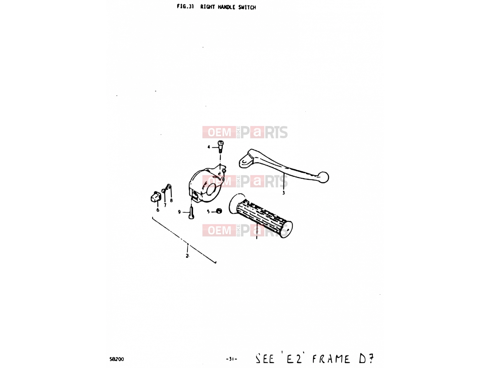 SUZUKI SB200 N (1992) 31 - RIGHT HANDLE SWITCH