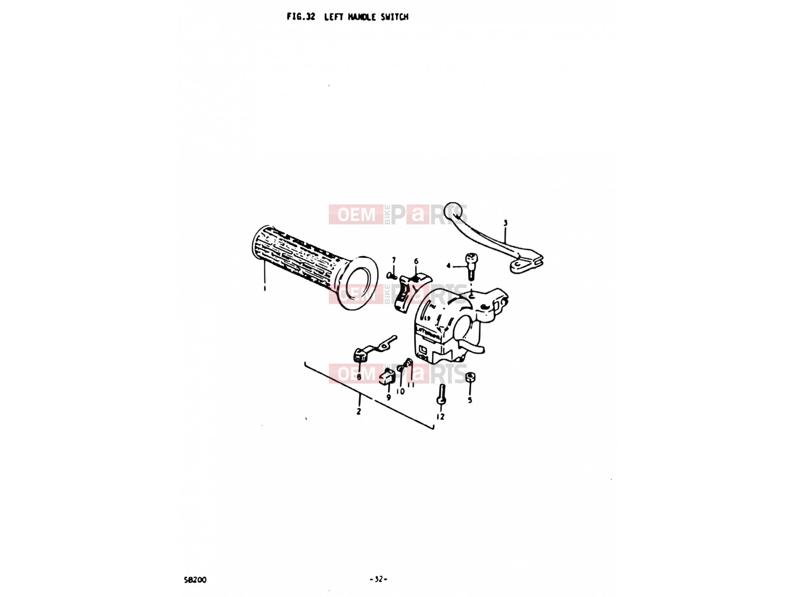 SUZUKI SB200 N (1992) 32 - LEFT HANDLE SWITCH