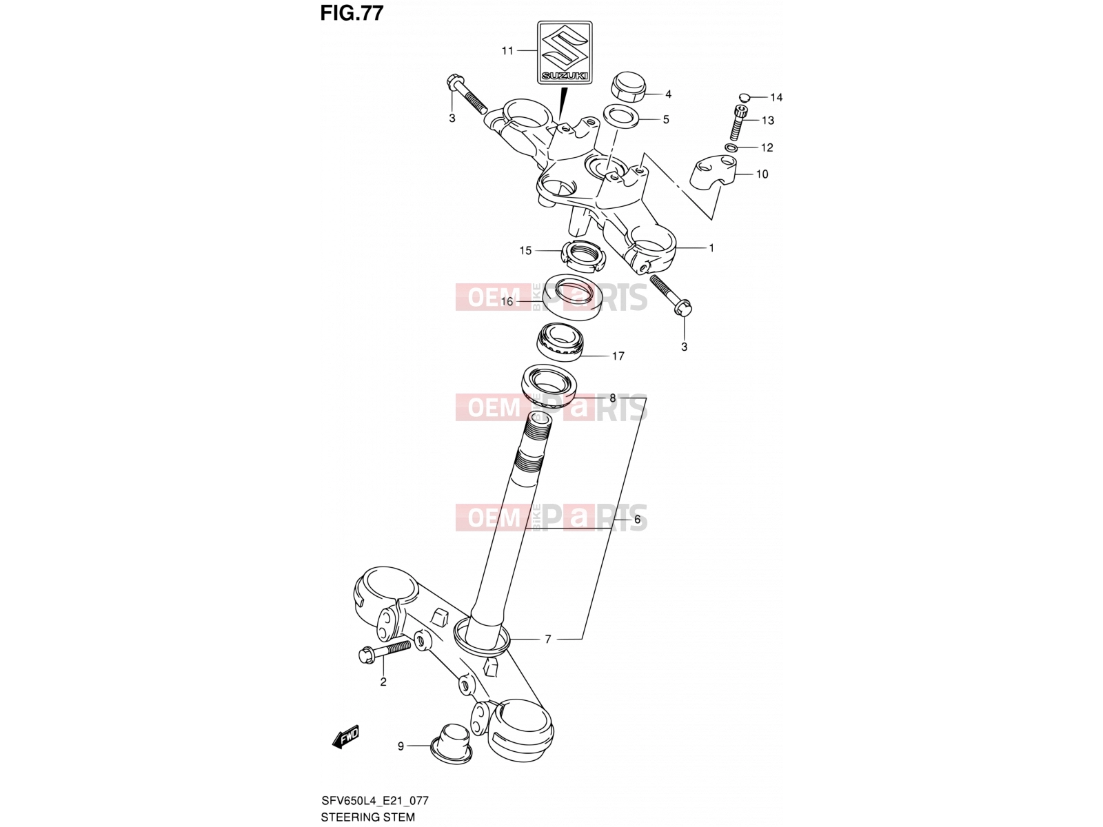 SUZUKI SFV650 L4 (2014) Gladius (E21) 77 - STEERING STEM