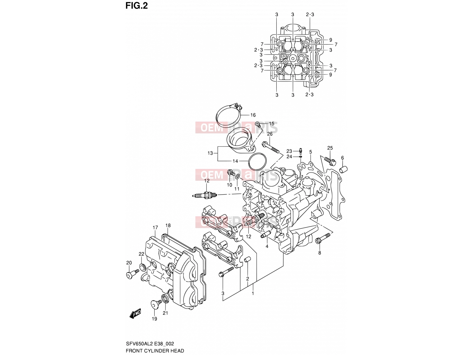 SUZUKI SFV650A L2 (2012) Gladius (E38) 2 - FRONT CYLINDER HEAD
