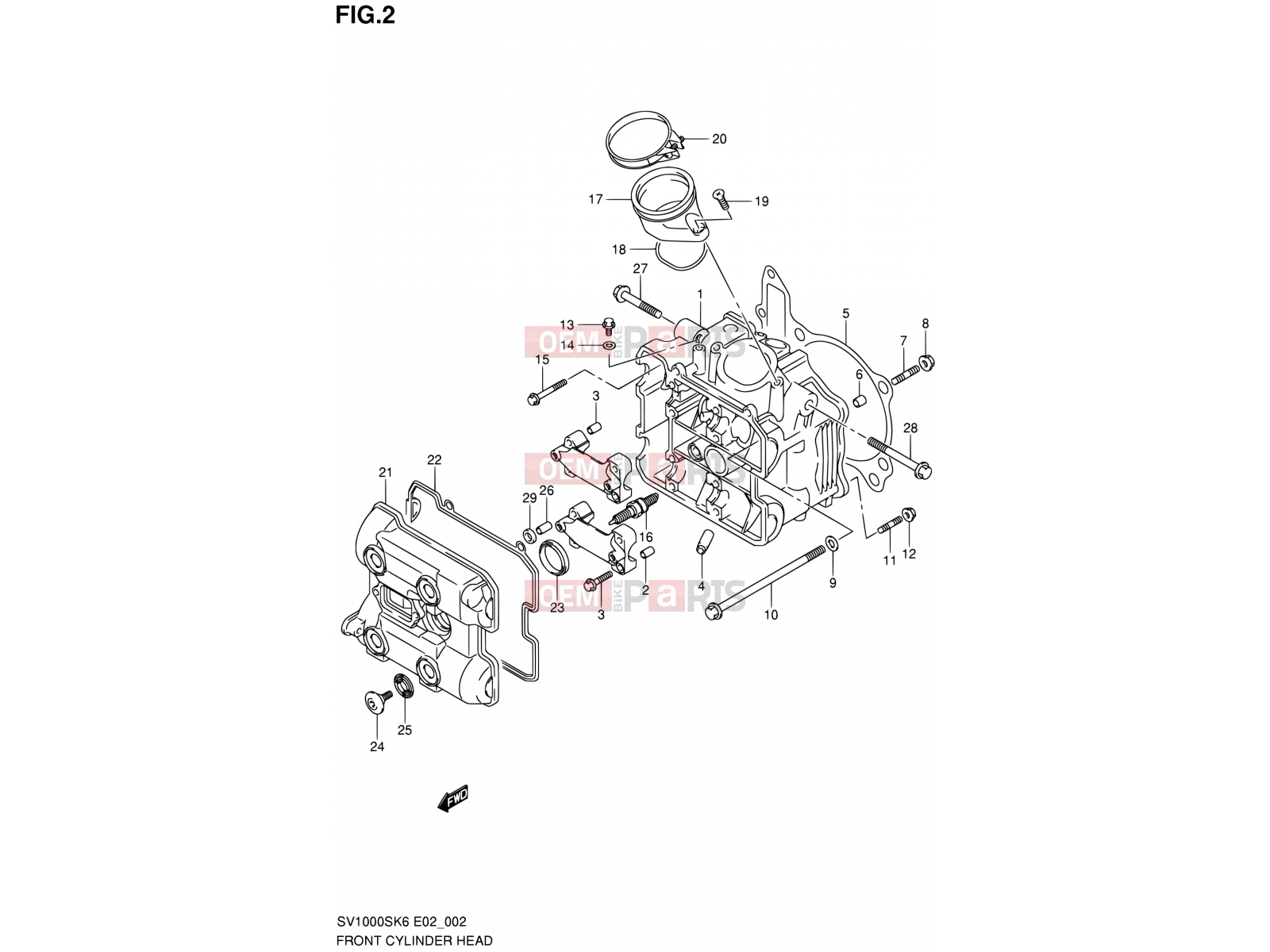 SUZUKI SV1000 K6 (2006) (E19) 2 - FRONT CYLINDER HEAD
