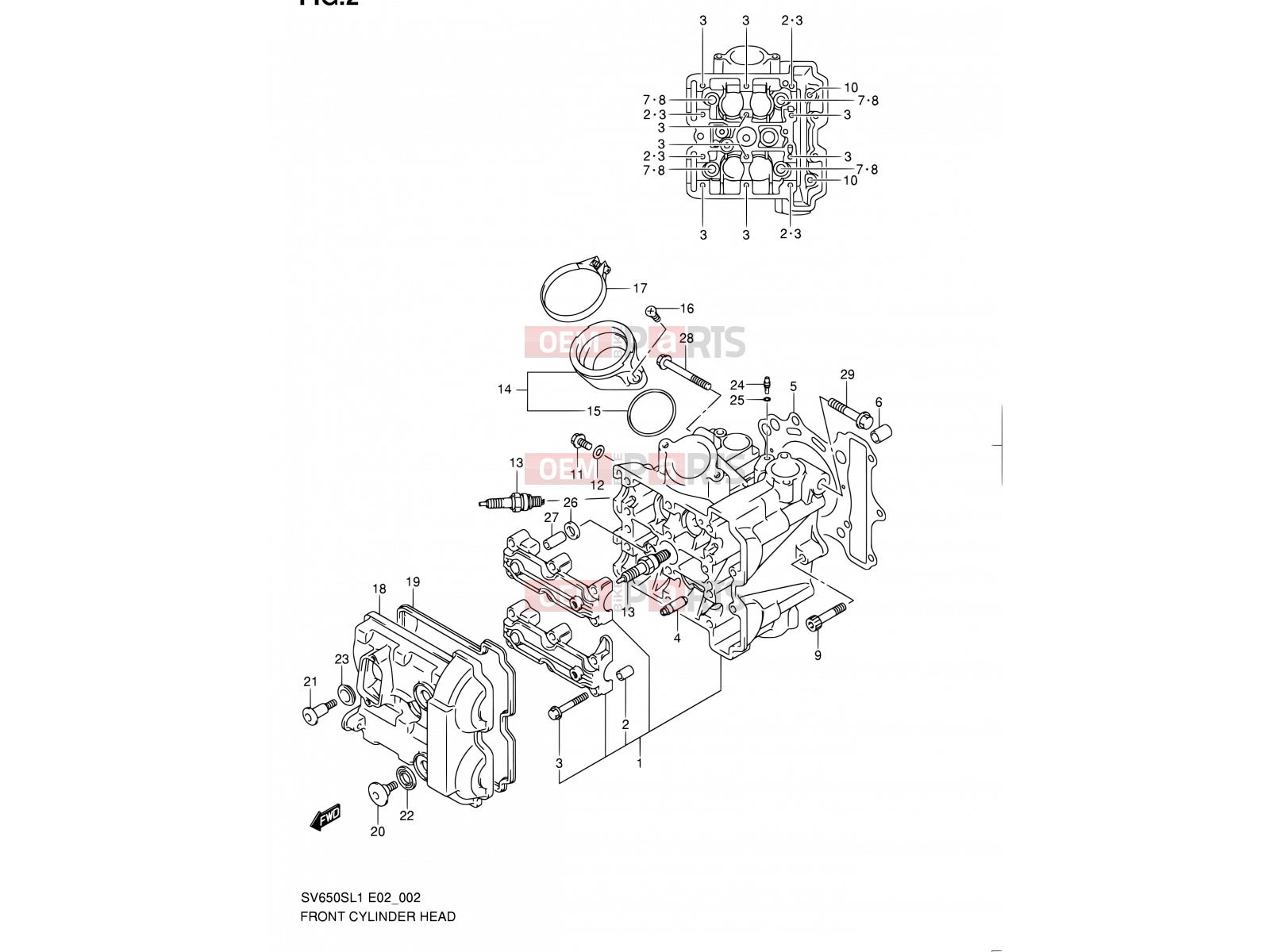 SUZUKI SV650S L1 (2011) (E24) 2 - FRONT CYLINDER HEAD