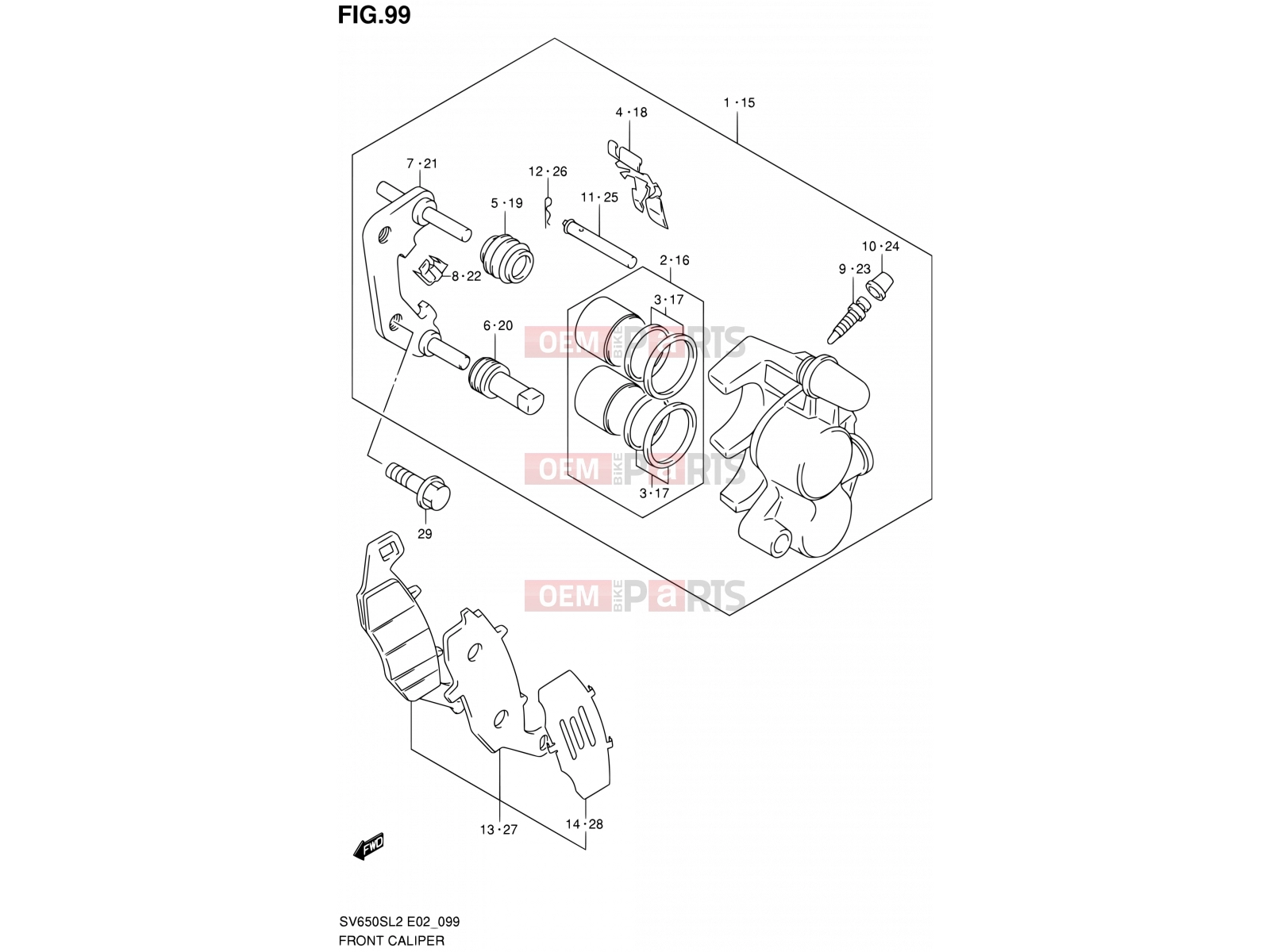 SUZUKI SV650S L2 (2012) (E02) 99 - FRONT CALIPER (SV650SL2 E24)