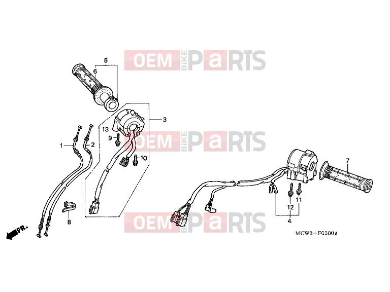 HONDA VFR8003 INTERCEPTOR 2003 F-3 SWITCH / CABLE