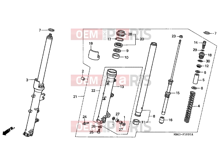 HONDA VFR800FIX INTERCEPTOR 1999 F-10 FRONT FORK