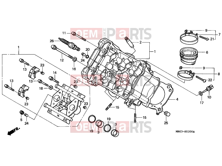 HONDA VFR800FIY INTERCEPTOR 2000 E-2 FRONT CYLINDER HEAD
