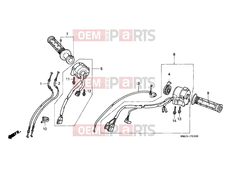 HONDA VFR800FIY INTERCEPTOR 2000 F-3 SWITCH / CABLE