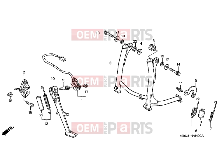 HONDA VFR800FIY INTERCEPTOR 2000 F-24 SUPPORT