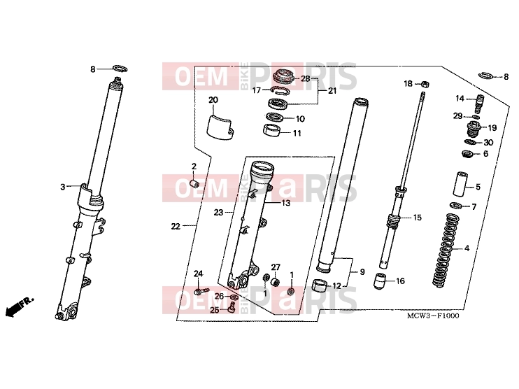HONDA VFR800A2 INTERCEPTOR ABS 2002 F-10 FRONT FORK